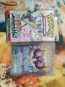 Pokemon TCG Holo Ultra Rare Full Art Pecharunt Prismatic Evolutions #163 & Pack - Image 4