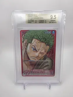 BGS 9.5 One Piece TCG Romance Dawn Roronoa Zoro Alt Art Leader OP01-001 - Image 1