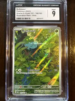 Pokemon 2023 Bulbasaur Illustration Rare Card 166/165 CGC Mint 9 - Image 1