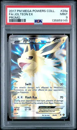 2017 POKEMON MEGA POWERS COLLECTION PROMO #28A FULL ART/JOLTEON EX PSA 9 - Image 1