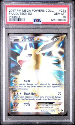 2017 POKEMON MEGA POWERS COLLECTION PROMO #28A FULL ART/JOLTEON EX PSA 10 - Image 1