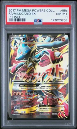 2017 POKEMON MEGA POWERS COLLECTION PROMO #55A FULL ART/M LUCARIO EX PSA 8 - Image 1