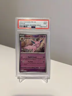 Espeon Master Ball Pattern 033/131 PSA MINT 9 Prismatic Evolutions Holo Pokemon - Image 1