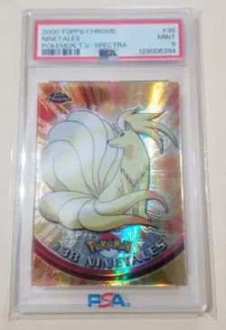 2000 Topps Chrome Pokemon NINETALES T.V. Spectra Chrome #38 PSA 9 Mint Condition - Image 1