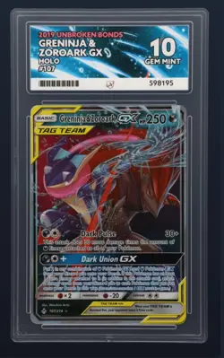 Pokemon TCG - Greninja & Zoroark GX #107/214 - Unbroken Bonds - ACE 10 Gem Mint - Image 1