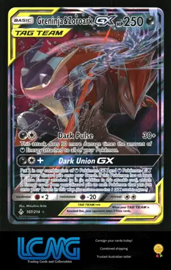 Pokemon TCG Unbroken Bonds #107/214 Greninja & Zoroark GX V3R - Image 1