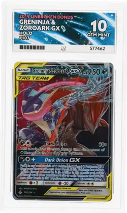 Pokemon TCG Greninja & Zoroark Unbroken Bonds GX 107/214 Not PSA Ace 10 Gem Mint - Image 1