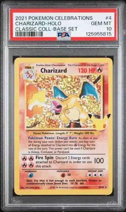 PSA 10 CHARIZARD 4 HOLO BLEED CELEBRATIONS CLASSIC COLLECTION POKEMON GEM MINT - Image 1