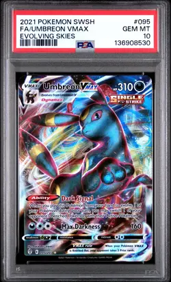 2021 POKEMON SWORD & SHIELD EVOLVING SKIES #095 FULL ART/UMBREON VMAX PSA 10 - Image 1
