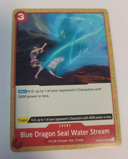 One Piece Game Blue Dragon Seal Water Stream Pre-Release OP06-019 NM - Image 2