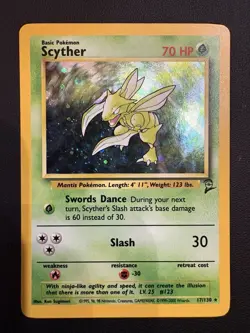 Pokemon TCG Scyther 2nd Edition Holo Card #17/130 WOTC LP Vintage - Image 1