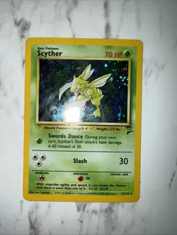 Scyther Holo Rare Swirl LP WOTC Pokemon Card TCG 17/130 Base Set 2000 - Image 1