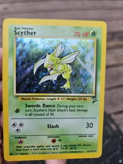 Pokemon TCG Scyther Holo Rare Card 17/130 WOTC Base Set 2 - Image 1