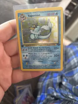 Vaporeon 1999 Pokemon Jungle First edition Holo Rare 12/64 TCG LP - Image 1