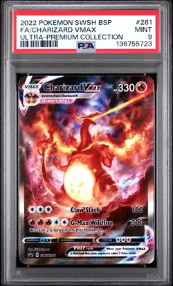 2022 POKEMON SWSH BLACK STAR PROMO #261 FULL ART/CHARIZARD VMAX PSA 9 - Image 1