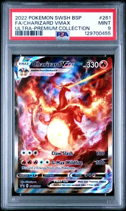 2022 POKEMON SWSH BLACK STAR PROMO FULL ART CHARIZARD VMAX #261 PSA 9 MINT - Image 1