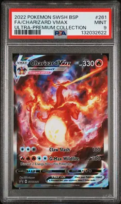 2022 POKEMON SWSH BLACK STAR PROMO #261 FULL ART/CHARIZARD VMAX PSA 9 - Image 1