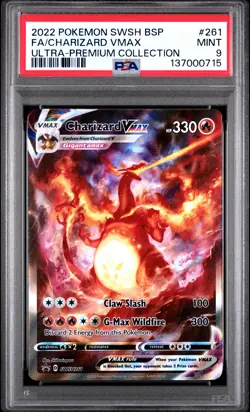 2022 POKEMON SWSH BLACK STAR PROMO #261 FULL ART/CHARIZARD VMAX PSA 9 - Image 1