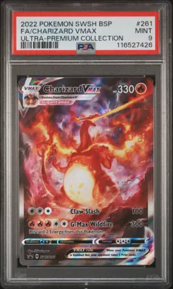 2022 POKEMON SWSH BLACK STAR PROMO #261 FULL ART/CHARIZARD VMAX PSA 9 - Image 1
