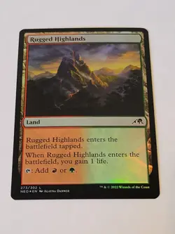 MTG Rugged Highlands foil Kamigawa: Neon Dynasty 273/302 Regular Land - Image 1