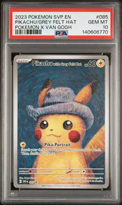 2023 POKEMON SVP EN-SV BLACK STAR PROMO #085 PIKACHU WITH GREY FELT HAT PSA 10 - Image 1
