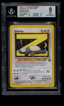 2002 WOTC POKEMON LEAGUE BLACK STAR PROMO SNORLAX #49 SLEEPING SNORLAX BGS 9 B - Image 1