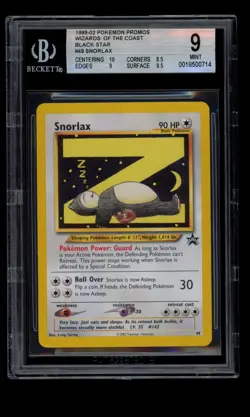2002 WOTC POKEMON LEAGUE BLACK STAR PROMO SNORLAX #49 SLEEPING SNORLAX BGS 9 A - Image 1