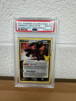 PSA 10 2021 UMBREON-GOLD STAR POKEMON CELEBRATIONS CLASSIC COLL POP SERIES 5 #17 - Image 1