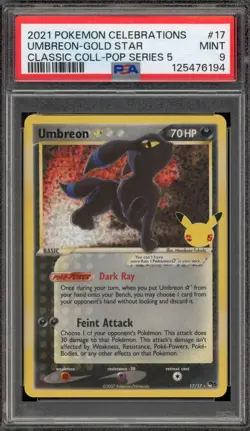 Pokemon Umbreon Gold Star Celebrations Classic Coll POP Series 5 Holo #17 PSA 9 - Image 1