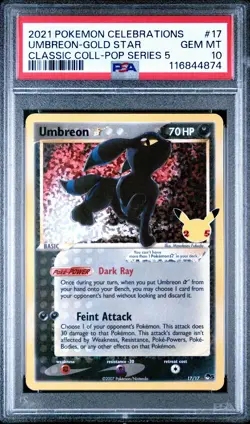 2021 Umbreon Gold Star Pokemon Celebrations Classic Coll Pop Series 5 #17 PSA 10 - Image 1