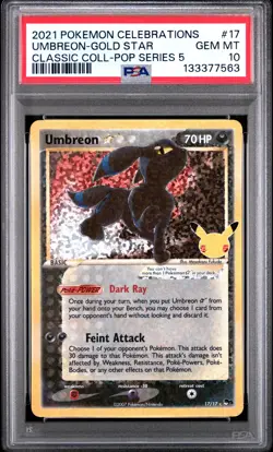 Pokemon Umbreon Gold Star Celebrations Classic Coll POP Series 5 Holo #17 PSA 10 - Image 1