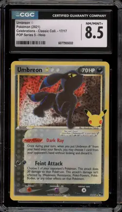 Pokemon Umbreon Gold Star Celebrations Classic Coll POP Series 5 #17 CGC 8.5 - Image 1