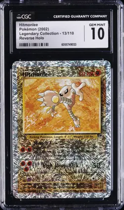 2002 POKEMON LEGENDARY COLLECTION REVERSE HOLO #13/110 HITMONLEE CGC 10 GEM MINT - Image 1