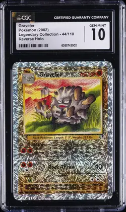 2002 POKEMON LEGENDARY COLLECTION REVERSE HOLO #44/110 GRAVELER CGC 10 GEM MINT - Image 1