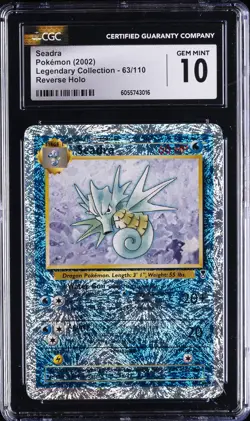2002 POKEMON LEGENDARY COLLECTION REVERSE HOLO #63/110 SEADRA CGC 10 GEM MINT - Image 1