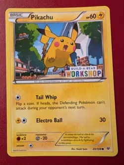 Pikachu 20/108 Build A Bear Promo Pokemon Card Near Mint Condition - Image 1