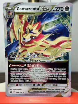 Pokemon TCG Zamazenta VSTAR Holo Ultra Rare Card Crown Zenith 099/159 - Image 1
