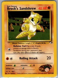 Brock's Sandshrew 71/132 Non Holo Gym Heroes - Pokemon Card - LP - Image 1