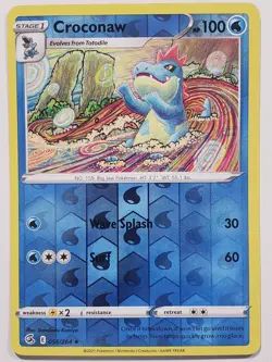 REVERSE HOLO Croconaw 056/264 VLP/NM Fusion Strike Pokemon Card Tomokazu Komiya - Image 1