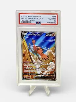 Pokemon Card - PSA Gem Mint 10 Zapdos 174/198 Sword & Shield Chilling Rain 2021 - Image 1