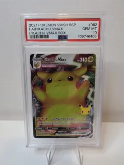 Pokemon Pikachu VMAX SWSH062 PSA 10 GEM MINT 2021 Celebrations Promo Black Star - Image 1