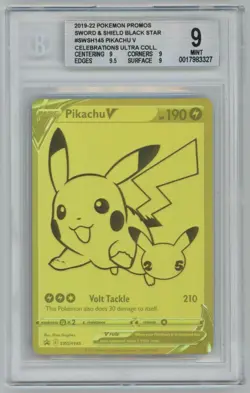 2019 Pokemon Promos Sword & Shield Black Star Pikachu V #SWSH145 Full Art BGS 9 - Image 1