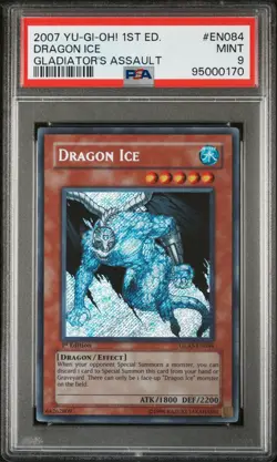2007 YU-GI-OH! GLAS-GLADIATOR'S ASSAULT 1ST ED #EN084 DRAGON ICE PSA 9 - Image 1