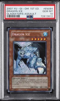 2007 YU-GI-OH! GLAS-GLADIATOR'S ASSAULT 1ST EDITION #EN084 DRAGON ICE PSA 10 - Image 1