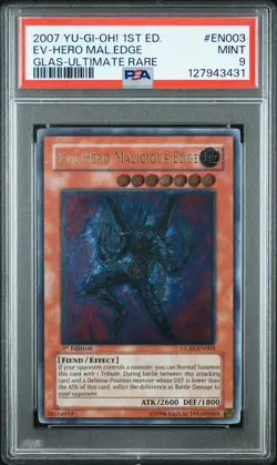 2007 YU-GI-OH! GLAS-GLADIATOR'S ASSAULT #EN003 EVIL HERO MALICIOUS EDGE PSA 9 - Image 1