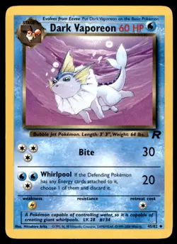 Pokemon WOTC Team Rocket 2000 Dark Vaporeon No. 45 - Image 1