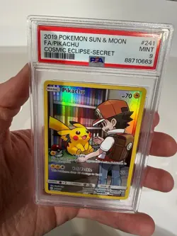 PSA 9 Pokemon Pikachu Full Art Cosmic Eclipse 241 Sun & Moon Secret - Image 1
