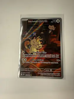 Pokemon TCG Destined Rivals Team Rocket's Meowth 203/182 Illustration Rare - Image 1