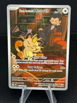 Team Rocket's Meowth 203/182 Destined Rivals Illustration Rare Pokemon TCG NM - Image 1