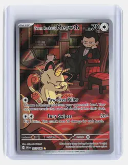 Team Rocket's Meowth Pokemon Destined Rivals #203/182 Illustration Rare Holo - Image 1